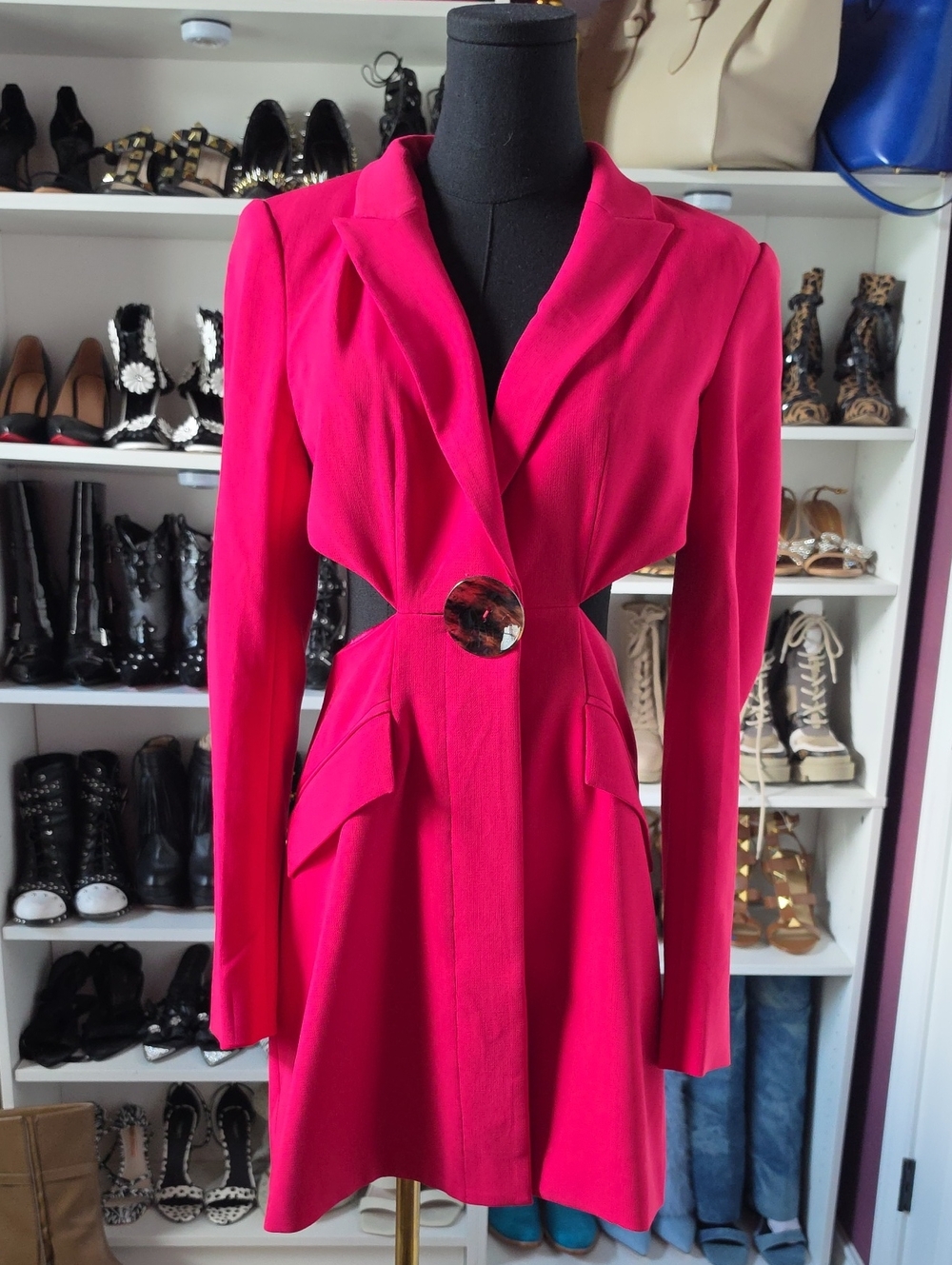 BCBGMaxAzria Hot Pink Tailored Longline Blazer